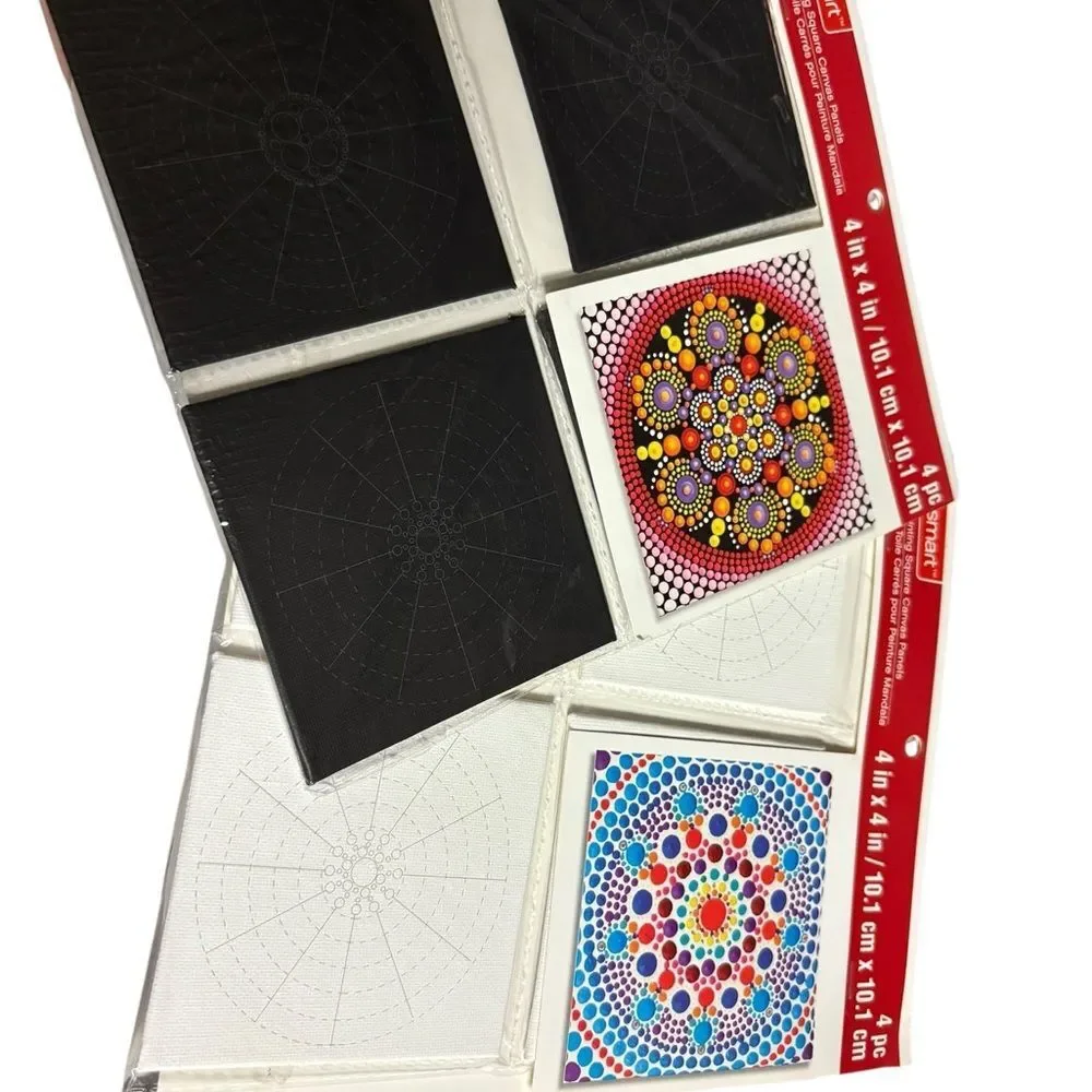 2 Mandala Dot Art Canvas Sets‎